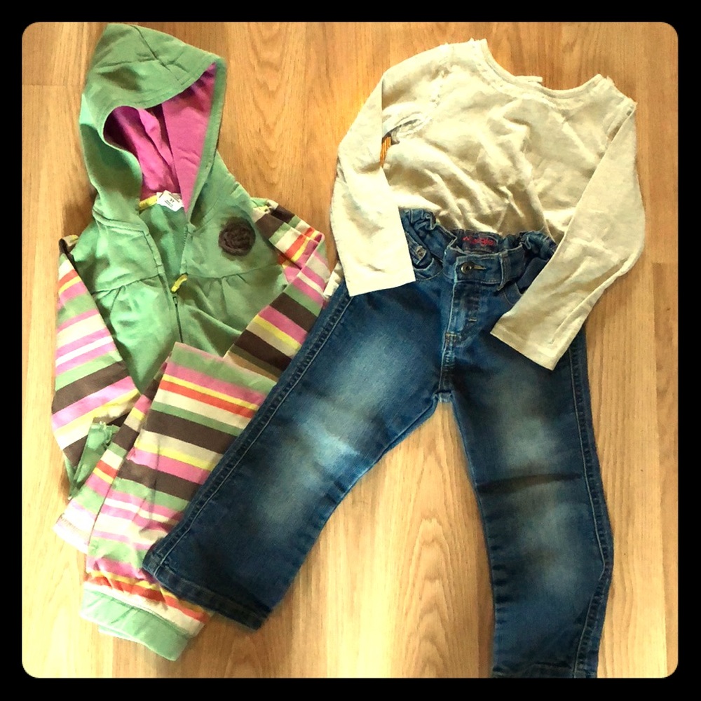 Sweatsuit, osh kosh ivory LS tee, and wranglers